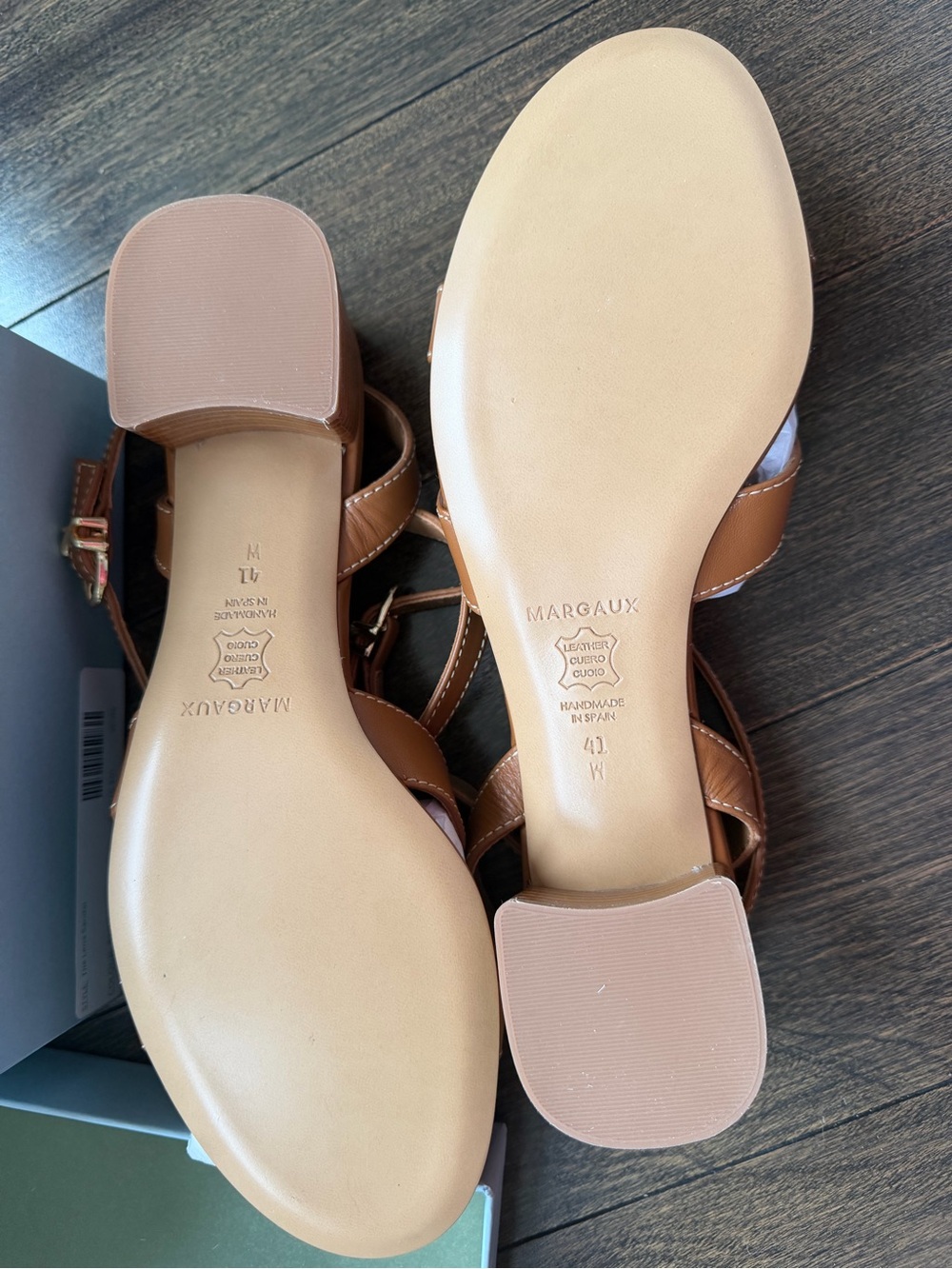 Margaux Tan Leather Block Heel Strappy Sandals - Lena Sandals
